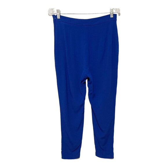 Brandon Maxwell Size 10 Cigarette Crepe Pullon High Rise Pants in Royal Blue - Picture 2 of 7